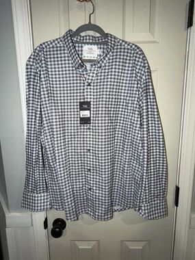 WRK Men's Black and White Gingham Button-Down Shirt 100% cotton